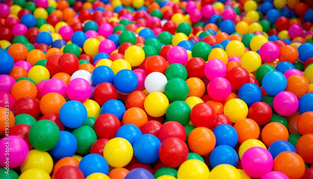 Obraz premium Vibrant colorful plastic balls filling playground pit
