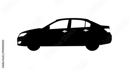 Black Silhouette of a Sedan Car.
