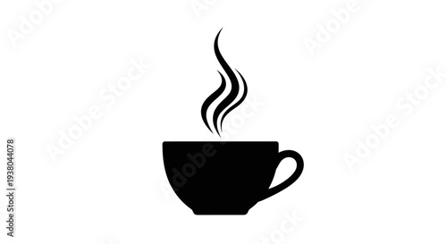 Steaming hot coffee cup icon symbol.
