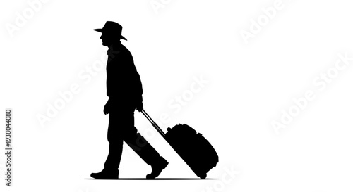 Man walking with a suitcase luggage.