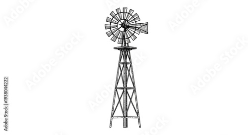 Windmill structure with rotating blades.