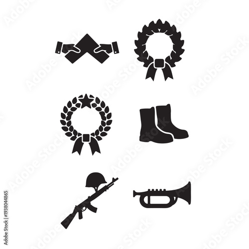 Set of Military and Veteran Remembrance Icons