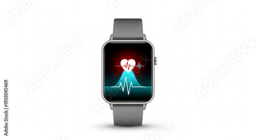 Smartwatch displays heart rate monitor with ecg on screen health tracking technology concept