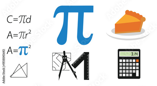 Math formulas pi symbol pie chart and calculator for education