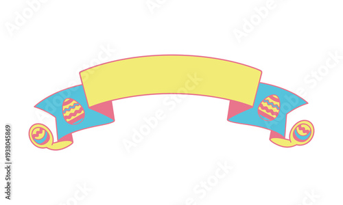 Easter sunday celebration arch with colorful banners and eggs