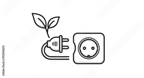 Electric plug with green leaf.
