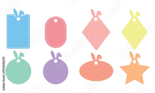 Easter sunday celebration with colorful easter eggs and bunny tags