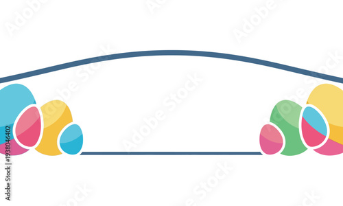 Easter sunday celebration with colorful eggs and arch