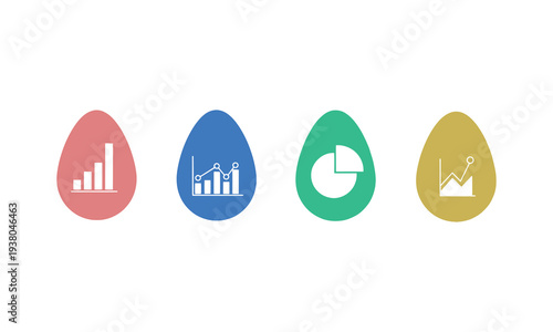 Easter sunday egg hunt with colorful easter eggs and business graphs