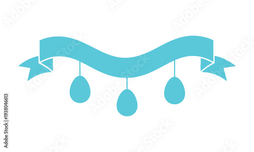 Easter sunday blue ribbon decorations with teardrop ornaments