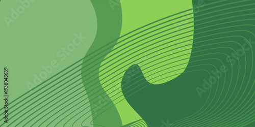 Abstract fluid design with flowing shapes and smooth transitions in a green color palette
