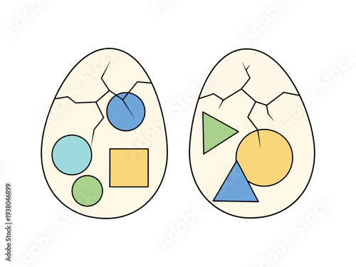 Easter sunday celebration with colorful eggs and shapes