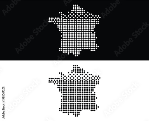 France Map Dotted Pixel Pattern Vector Illustration Dark and Light Background