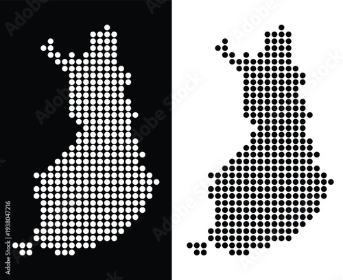 Finland Map Dotted Circle Pattern Vector Illustration Dark and Light Background