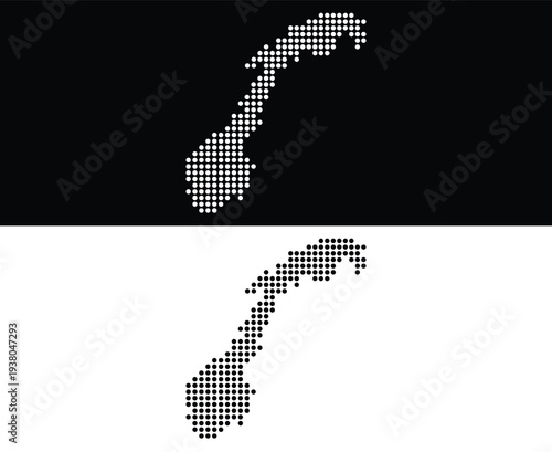Norway Map Dotted Pixel Pattern Vector Illustration Dark and Light Background
