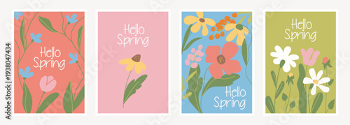 Spring Flowers Greeting Cards Set