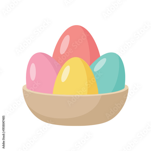 Easter sunday eggs in a bowl colorful decoration