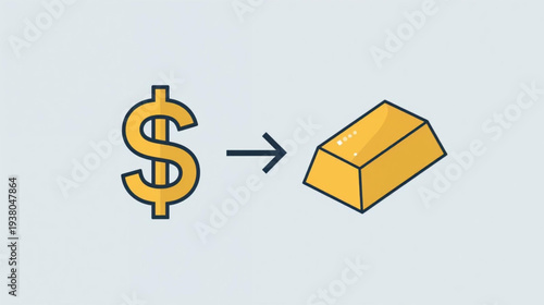 United State Dollar USD Convert to Gold Vector illustration 
