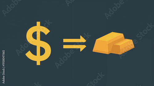 United State Dollar USD Convert to Gold Vector illustration 