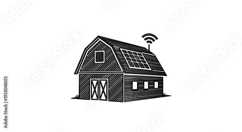 Solar powered barn with wifi signal.