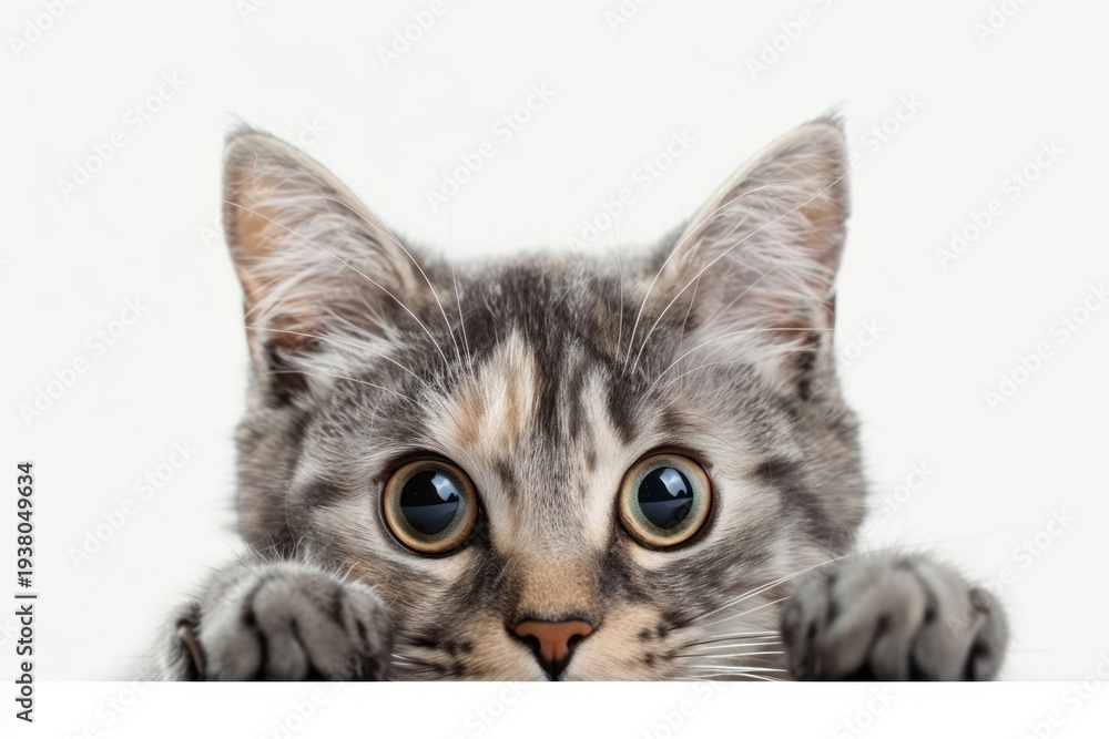 Obraz premium Curious kitten peeking over edge