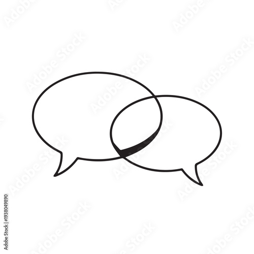 Two Overlapping Speech Bubbles Minimalist Line Art Communication Concept