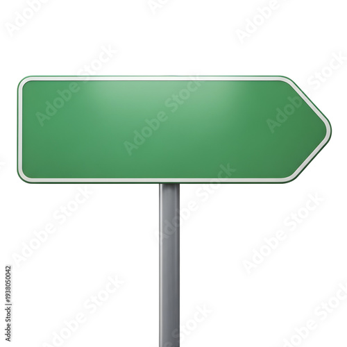 Blank Green Direction Road Sign Isolated on White Background – Empty Navigation Signpost PNG for Advertising and Wayfinding Design
