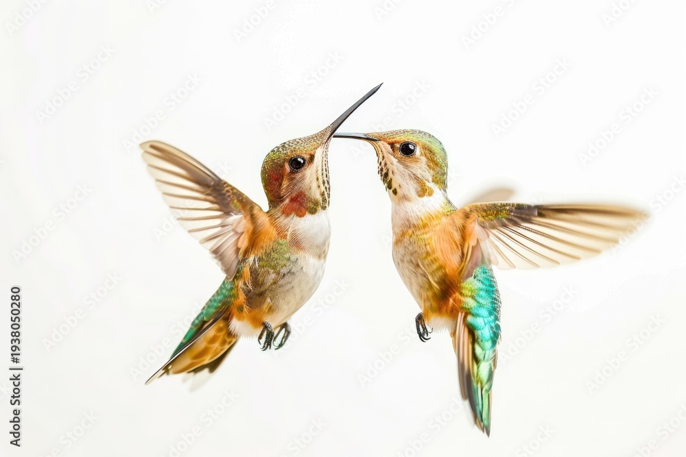 Fototapeta premium Hummingbirds in flight interaction