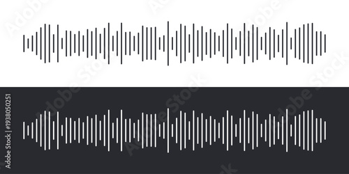 Sound Wave Voice Message Icon, Audio Waveform Music Track and Equalizer Line Vector Illustration