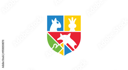 Colorful shield with animal silhouettes. Free Download Colorful shield with animal silhouettes. - GFXLoad