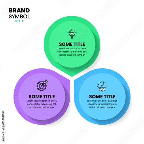 Infographic template. 3 circles with icons and text