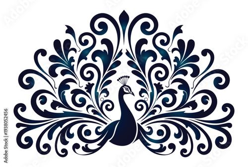 Elegant Ornamental Peacock Vector Illustration.