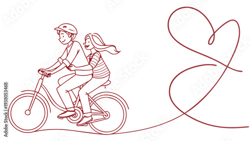 Couple Riding Bicycle Together