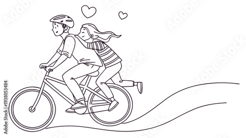 Couple Riding a Bicycle