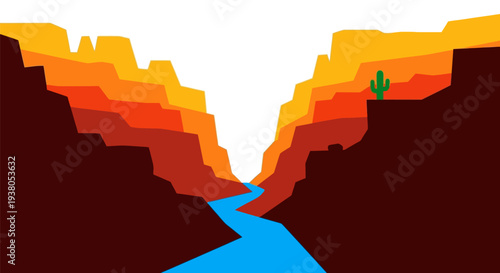 Cactus on cliff side canyon wall.