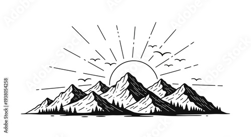 Mountain Range with Snowy Peaks.