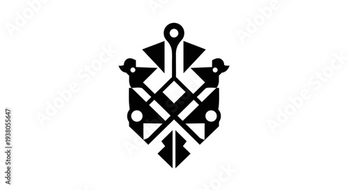 Black geometric shape design element symbol.