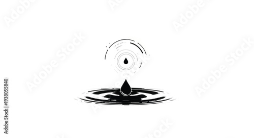 Water droplet ripples on surface