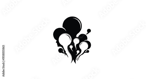 black silhouette balloons floating up