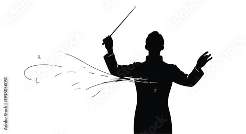 conductor leading orchestra music performance silhouette