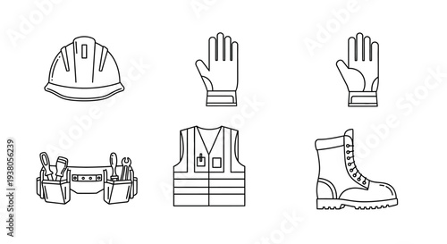 Safety Gear Icons - Workwear Set for Protection.