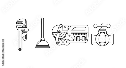 plumbing tools set faucet valve plunger.