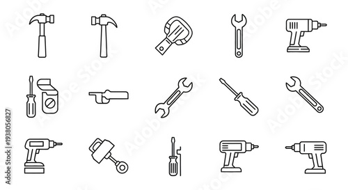 set of hand tools and power tools icons.