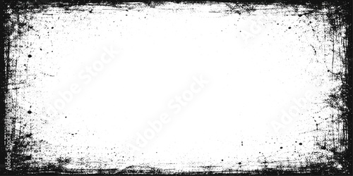 Φωτογραφία Abstract grunge ink splash frame background with black paint drops and liquid splashing texture border design