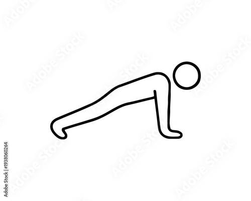 Person doing push up exercise simple line art icon for fitness and workout routines