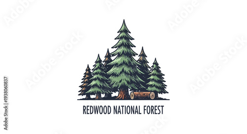 Redwood National Forest Pine Trees Logo.