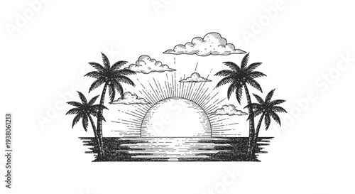 Black and white palm trees standing.