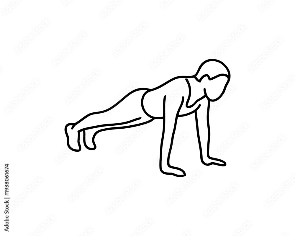 Obraz premium Man Performing Plank Exercise Line Art Logo for Fitness and Strength Training