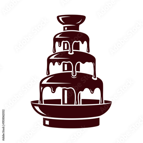 Chocolate fountain dessert tower with dripping chocolate