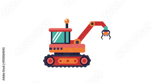 Orange Construction Excavator Machine Equipment.